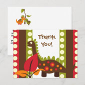 Dino Dinosaurus Verjaardag Bedankt Briefkaart (Voorkant / Achterkant)