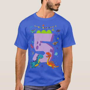 Dino Dinosaurussen Kinder 5e verjaardag 5 jaar oud T-shirt