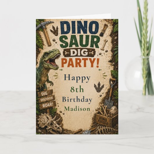 Dino Dolf Verjaardag Kaart (Voorkant)