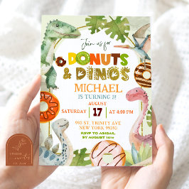Dino Donuts en Dinos Verjaardagsfeestje Jongen Kaart