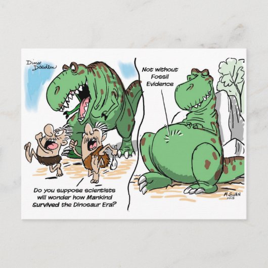 Dino Doodle Cartoon Briefkaart (Voorkant)