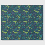 Dino Doodle Silhouetten Kinderen Dinosaurus Cadeaupapier (Vlak)