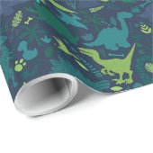 Dino Doodle Silhouetten Kinderen Dinosaurus Cadeaupapier (Rol Hoek)