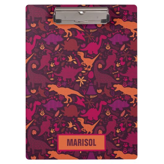 Dino Doodle Silhouetten Kinderen Dinosaurus Klembord (Voorkant)