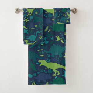 Dino Doodle Silhouettes Kinder Dinosaur Bad Handdoek