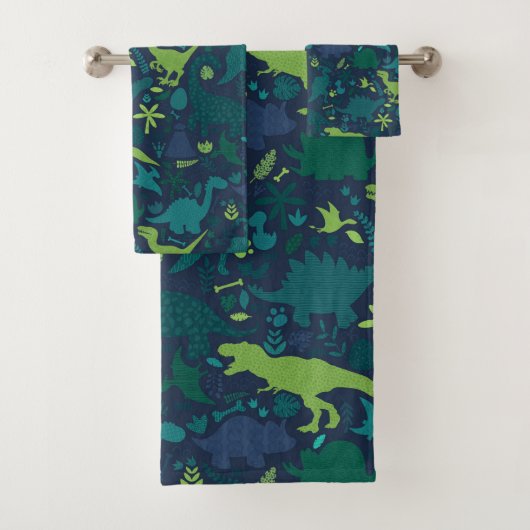 Dino Doodle Silhouettes Kinder Dinosaur Bad Handdoek (Insitu)