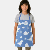 Dino Doodle Silhouettes Kinder Dinosaur Blue Schor Schort (Insitu)