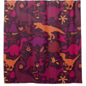 Dino Doodle Silhouettes Kinder Dinosaur Douchegordijn (Voorkant)