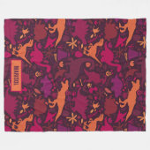 Dino Doodle Silhouettes Kinder Dinosaur Fleece Deken (Voorkant (Horizontaal))