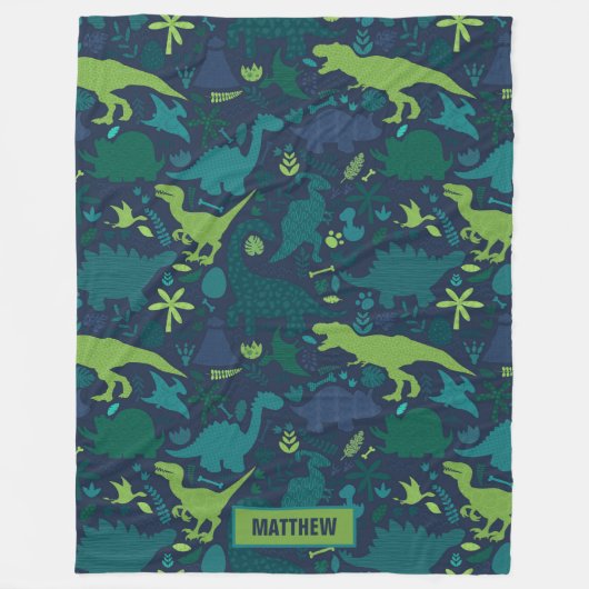 Dino Doodle Silhouettes Kinder Dinosaur Fleece Deken (Voorkant)