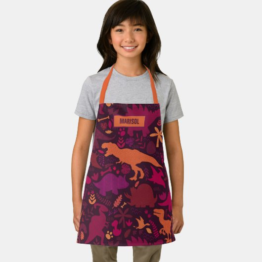 Dino Doodle Silhouettes Kinder Dinosaur Schort (Insitu)