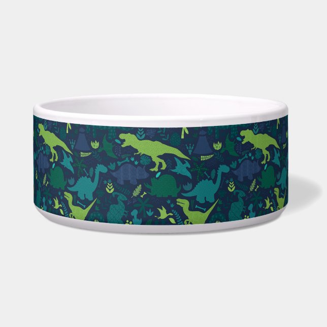 Dino Doodle Silhouettes Kinder Dinosaur Voerbakje (Voorkant)