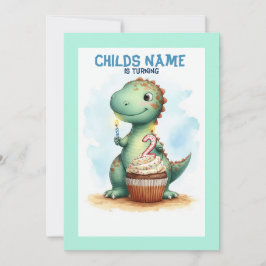 Dino draaien 2 verjaardag kaart