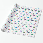 Dino Dreidels Cadeaupapier<br><div class="desc">Neem een hap uit een droom dit jaar en sla je Hannukah cadeautjes in deze schattige prehistorische print. Onze dino's zijn gemengd met sterren van David, menorahs, en dromen naar een nieuw kinder ontwerp. www.dreideljams.com</div>