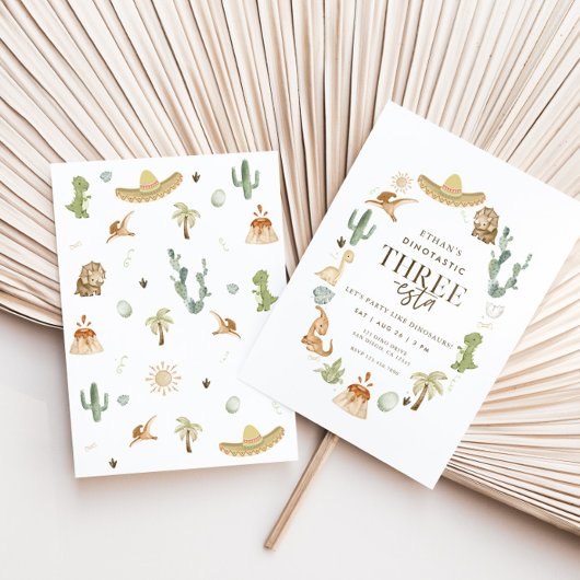 Dino Drie-esta 3e verjaardag uitnodiging