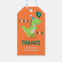 Dino Drie Rex 3de Verjaardag Cadeaulabel