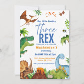 Dino drie rex 3e jongen Dinosaur verjaardagsfeestj Kaart (Voorkant)