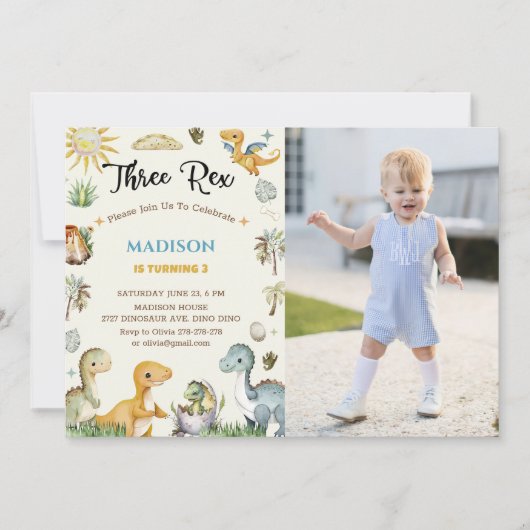 Dino drie Rex jongen Kaart (Voorkant)