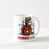 Dino Drummend Muzikant T Rex Drummersaurus Koffiemok (Voorkant rechts)