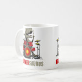 Dino Drummend Muzikant T Rex Drummersaurus Koffiemok (Voorkant links)