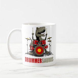 Dino Drummend Muzikant T Rex Drummersaurus Koffiemok