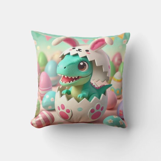 Dino Easter Surprise – Schattigee T-Rex in een Eas Kussen (Voorkant)