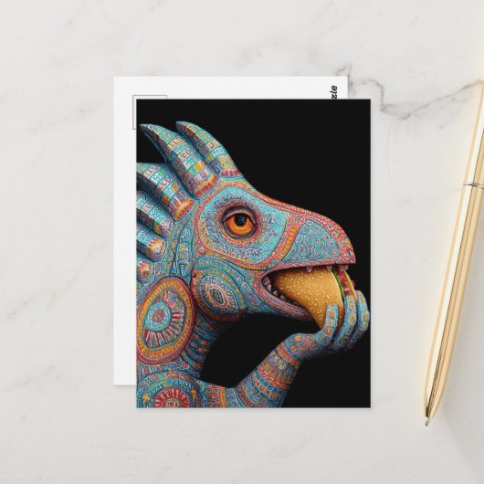 Dino eating Taco Briefkaart (Voorkant / Achterkant in situ)