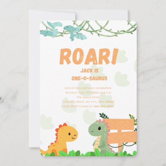 Dino Een jaar verjaardagskaart Kaart (Voorkant)