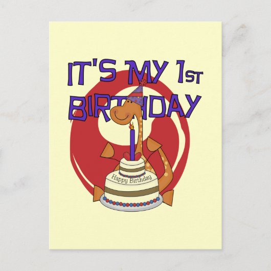 Dino Eerste Verjaardag Tshirts en geschenken Briefkaart (Voorkant)