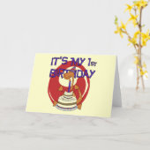 Dino Eerste Verjaardag Tshirts en geschenken Kaart (Gele Bloem)