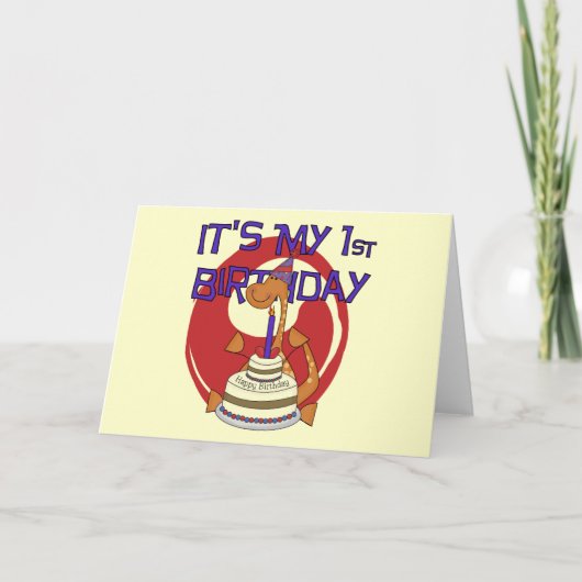 Dino Eerste Verjaardag Tshirts en geschenken Kaart (Voorkant)