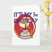 Dino Eerste Verjaardag Tshirts en geschenken Kaart (Gele Bloem)