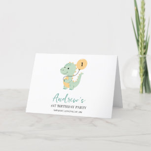 Dino-eerste verjaardagsfeestje, Minimalistische T Bedankkaart