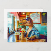 Dino eet ijs in het café feestdagenkaart (Voorkant / Achterkant)