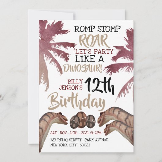 Dino Eggs, Kinderdinosaurus Verjaardagsfeest Kaart (Voorkant)