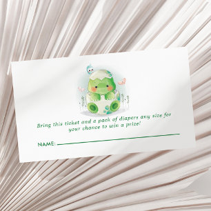 Dino-ei baby shower luier raffle informatiekaartje