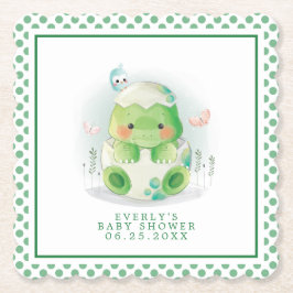 Dino-ei Cute Waterverf Jongens Baby Shower Kartonnen Onderzetters