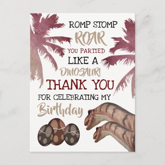 Dino Eieren, Verjaardag van de Dinosaurus van de K Briefkaart (Voorkant)