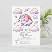 Dino Elegant Dinosaur Baby shower Kaart (Staand voorkant)