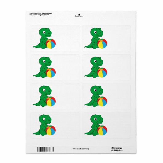 Dino en bal etiket (Full Sheet)