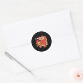 Dino en Hond - Grappige Halloween Ronde Sticker (Envelop)