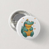Dino en kleine vogelvrienden ronde button 3,2 cm (Voorkant /achterkant)