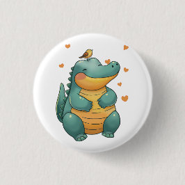 Dino en kleine vogelvrienden ronde button 3,2 cm