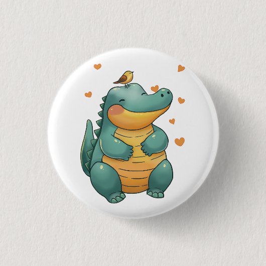 Dino en kleine vogelvrienden ronde button 3,2 cm (Voorkant)
