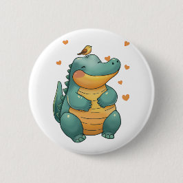 Dino en kleine vogelvrienden ronde button 5,7 cm