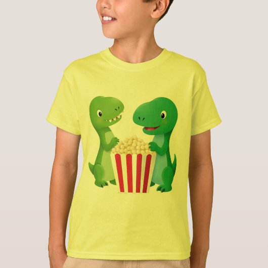 Dino en popcorn t-shirt voor kinderen (Voorkant)