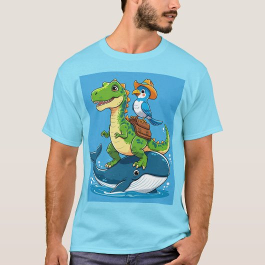 Dino en walvis avontuur t-shirt (Voorkant)