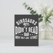 Dino extinction Book Reading Funny Dinosaurs Briefkaart (Staand voorkant)