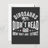 Dino extinction Book Reading Funny Dinosaurs Briefkaart (Voorkant / Achterkant)
