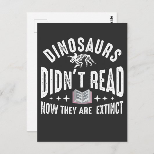 Dino extinction Book Reading Funny Dinosaurs Briefkaart (Voorkant / Achterkant)